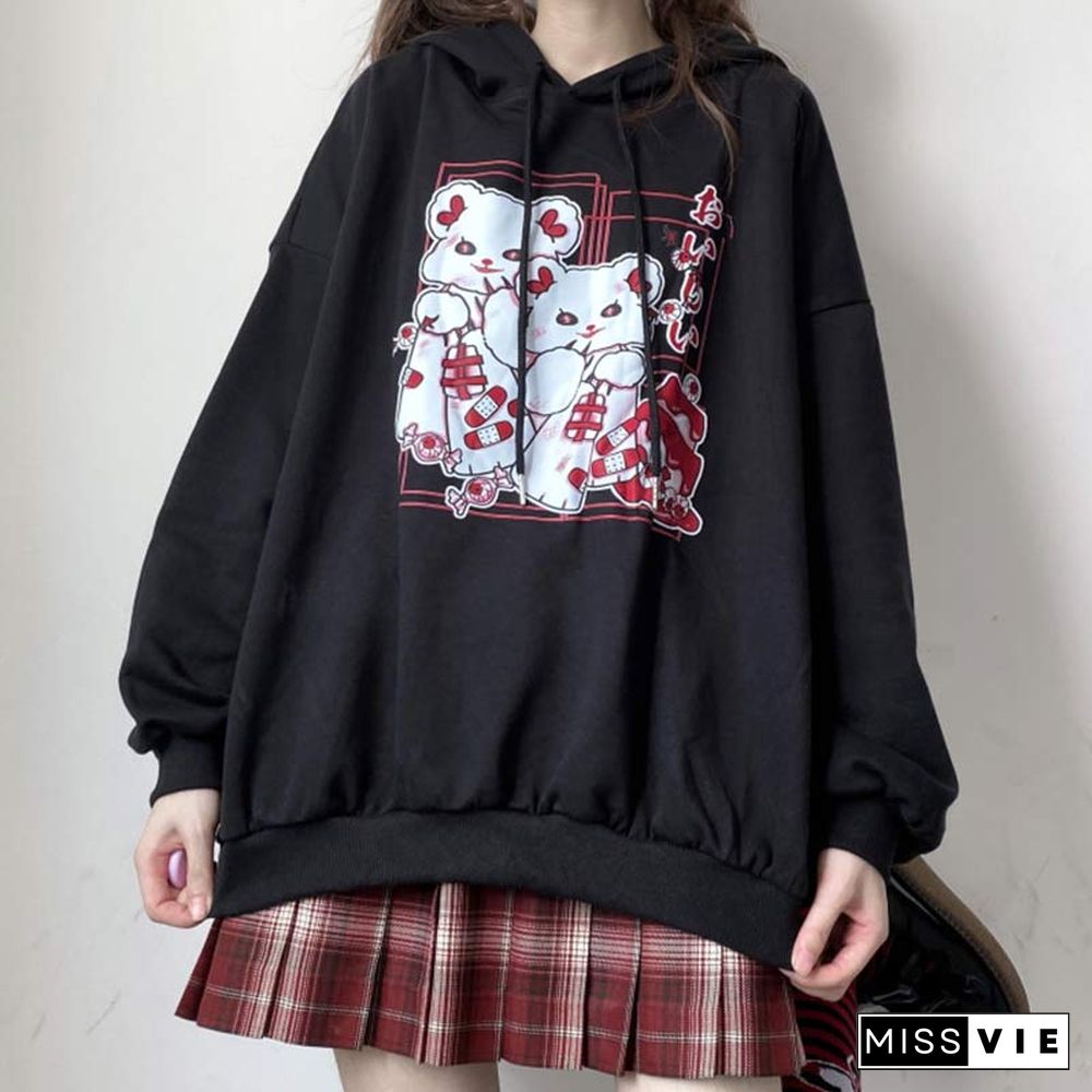 Cartoon Print Casual Hoodie