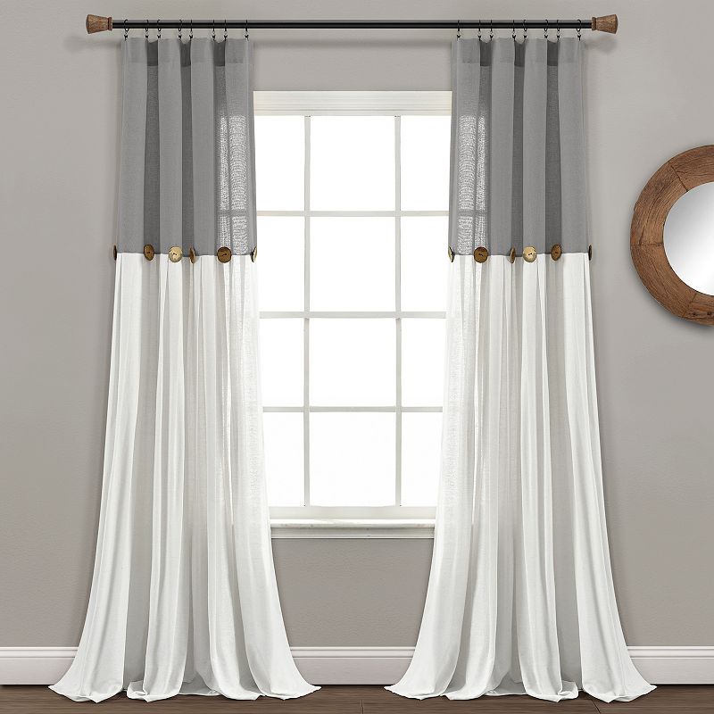 Lush Decor Linen Button Window Curtain Panel