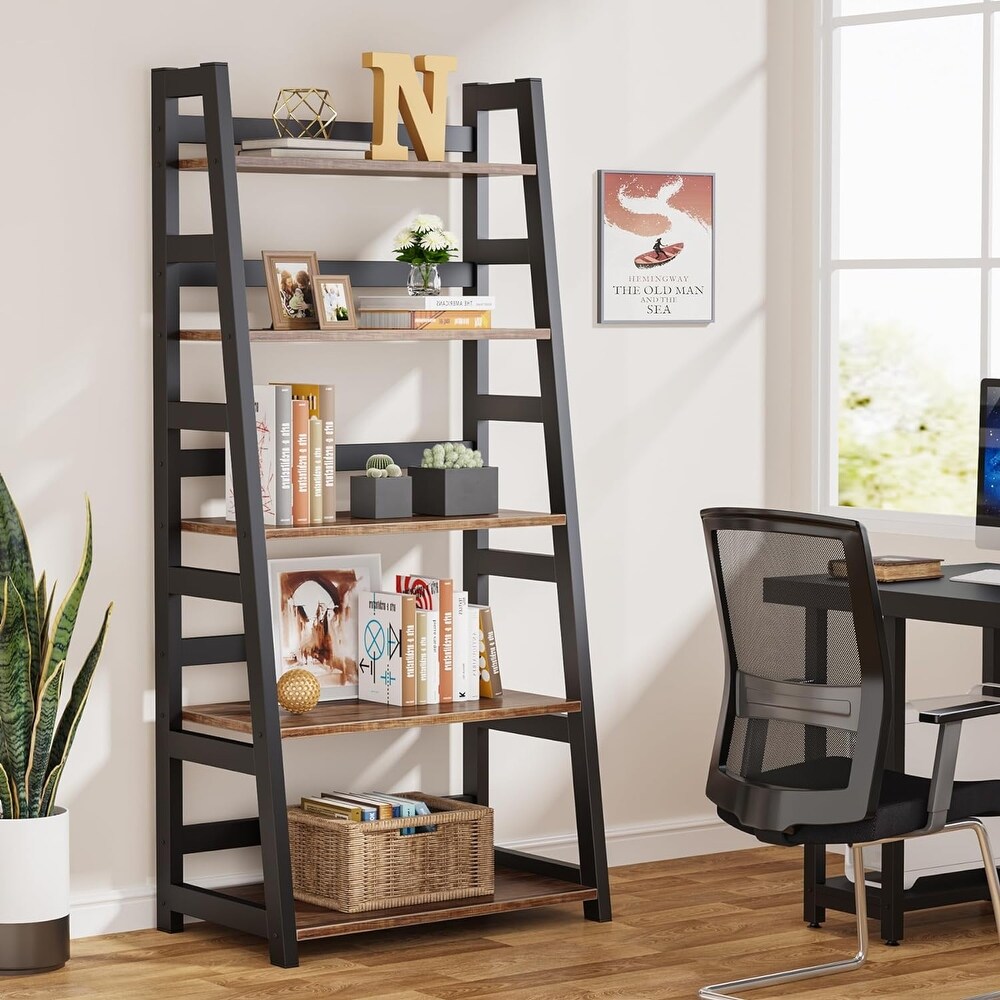 5 Tier Ladder Shelves  Bookshelf Bookcase for Living Room