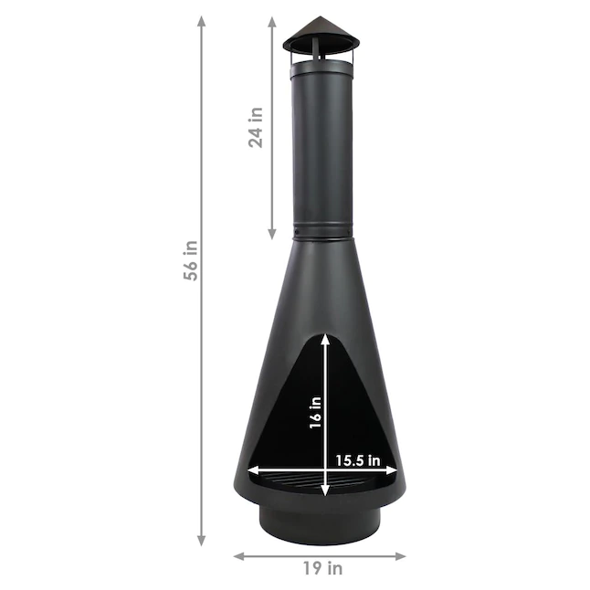 Sunnydaze Decor KF-614 56-in H x 19-in D x 19-in W Black Steel Chiminea