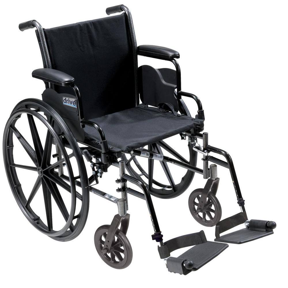 Drive Medical Cruiser III Light Weight Wheelchair with Flip Back Removable Arms Desk Arms Swing Away Footrests and 18 in. Seat k318dda-sf