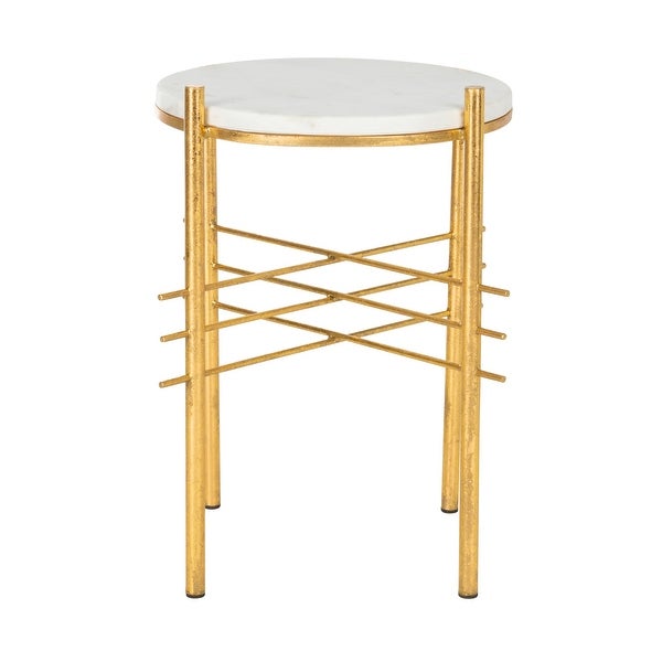 SAFAVIEH Jenesis Round Accent Table - White / Gold - 15.5