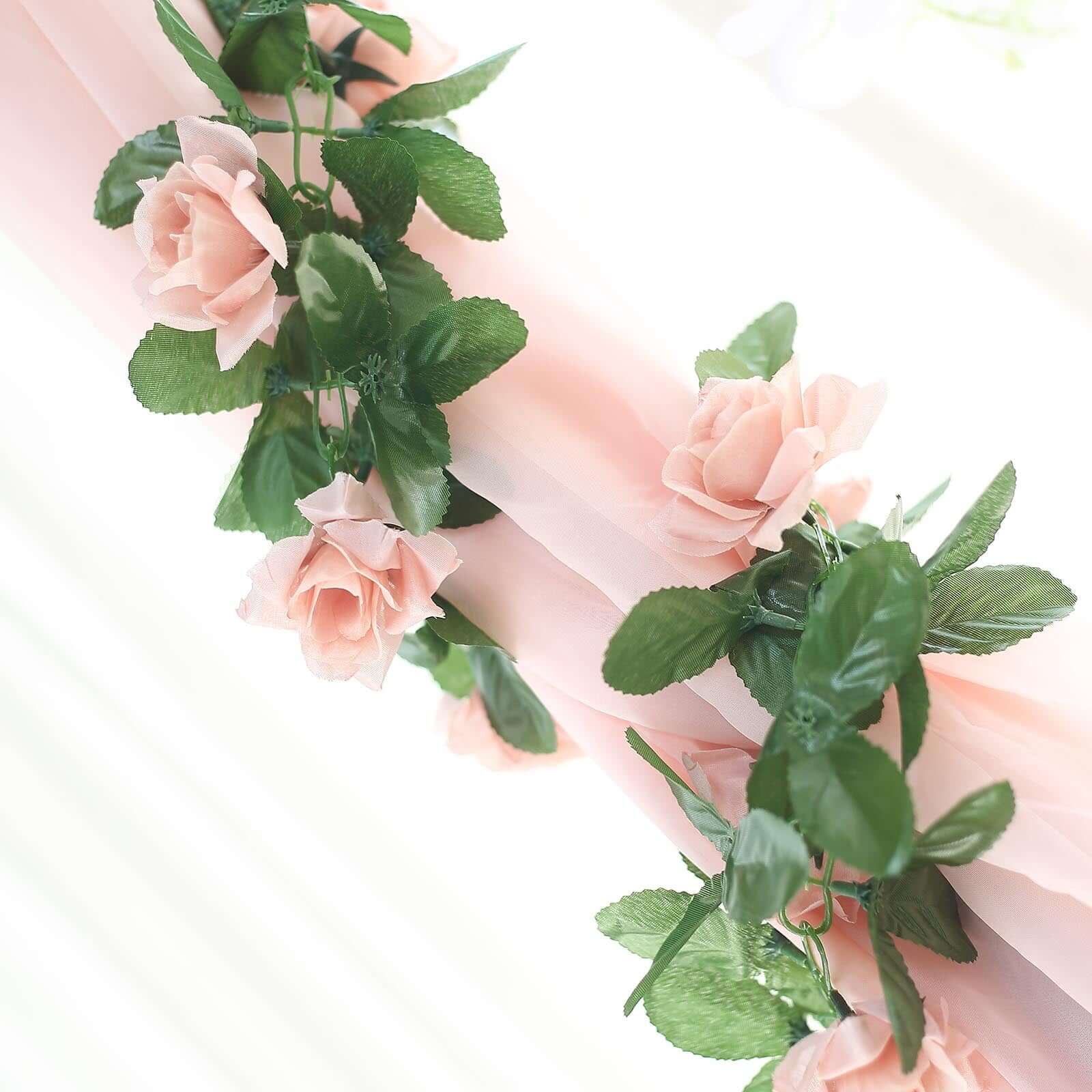 Dusty Rose Artificial Silk Rose Garland UV Protected Flower Chain 6ft