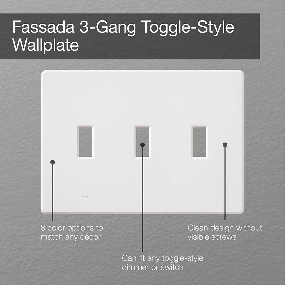 Lutron Fassada 3 Gang Toggle Switch Cover Plate for Dimmers and Switches White (FG-3-WH) (1-Pack) FG-3-WH