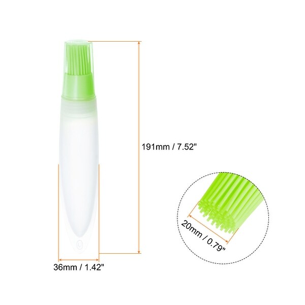 2pcs Silicone Oil Bottle Brush Tip Tail with Cap for BBQ Cooking Baking， Green