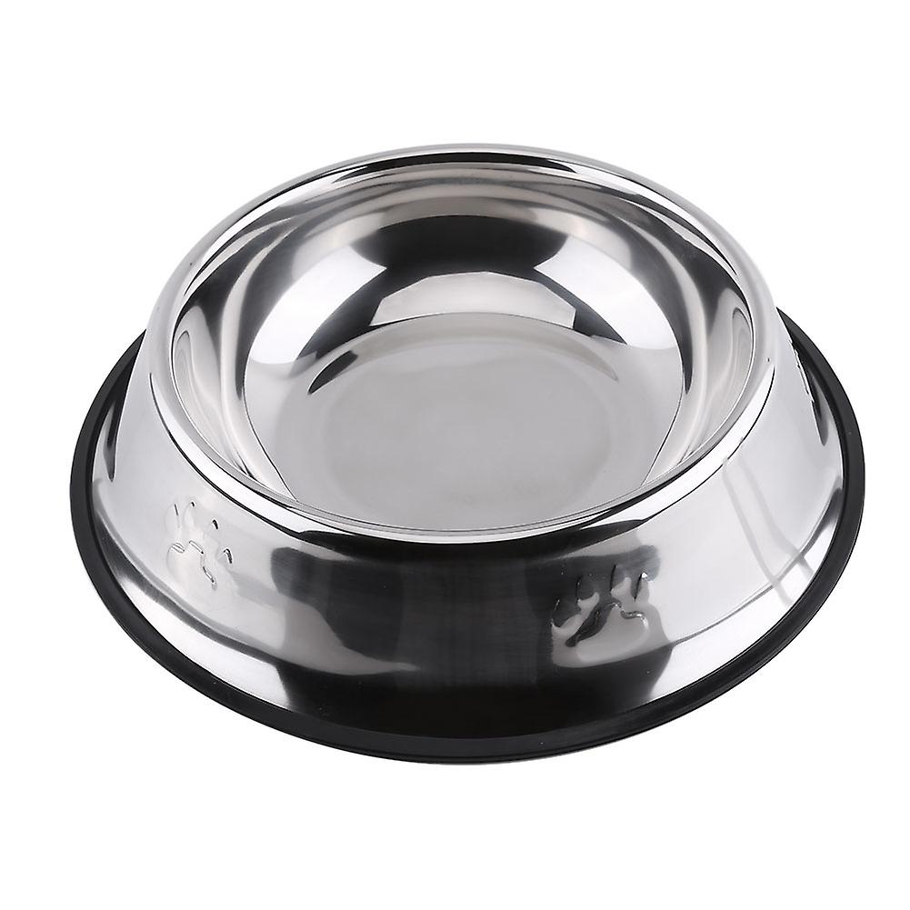 Paw Print Designed Pet Bowl Stainless Steel Dog Cat Food Feeder Water Feeding Dish(29.5cm)