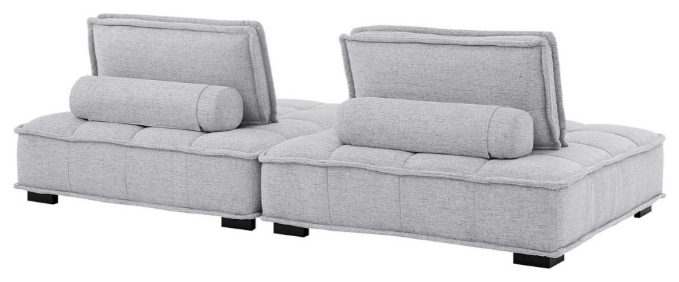 Nan Light Gray Tufted Fabric Fabric 2 Piece Loveseat   Transitional   Loveseats   by Virgil Stanis Design  Houzz