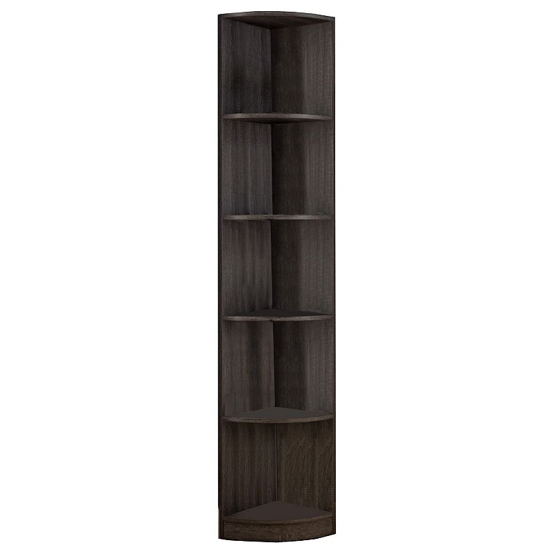 Wooden Corner Display Cabinet， Brown