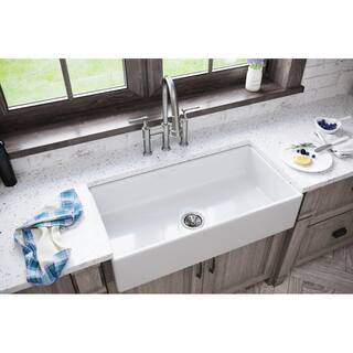 Elkay Burnham White Fireclay 36 in. Single Bowl Farmhouse Apron Kitchen Sink HDSB3618FC