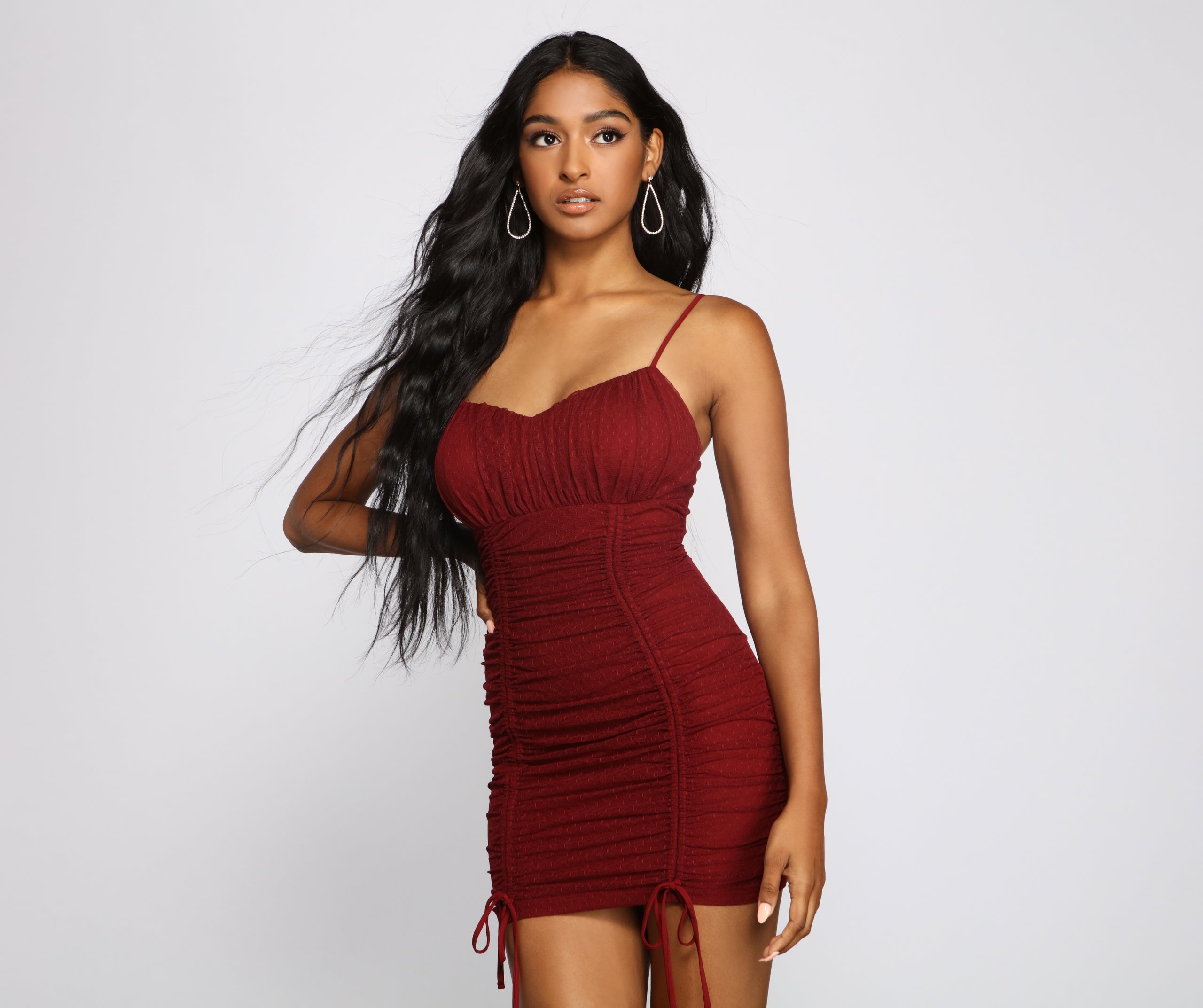 Romantic Ruched Sleeveless Mini Dress