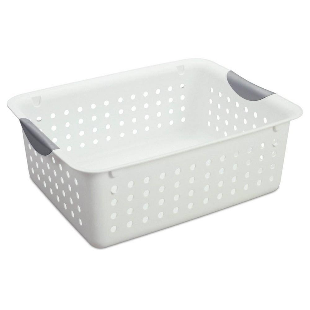 Sterilite Multi-Size White Plastic Storage Basket Organizer Bundle Set (30-Pieces) 6x16268006 + 12x 16248006 + 12x 16228012