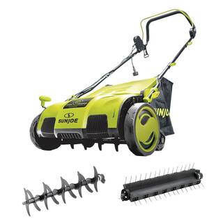 Sun Joe 15 in. 13 Amp Electric Lawn Dethatcher with Collection Bag AJ805E