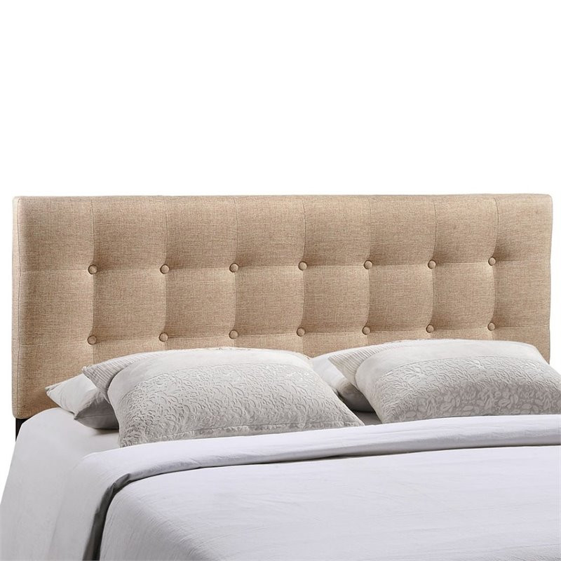 Modway Emily Queen Upholstered Polyester Fabric Headboard in Beige   Transitional   Headboards   by Homesquare  Houzz