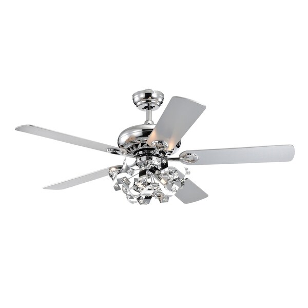 Maree Chrome 52-Inch 5-Blade Lighted Ceiling Fan (Includes Remote) Shopping - The Best Deals on Ceiling Fans | 35259970