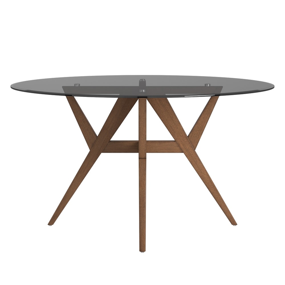 Sheeba Round Mid Century Modern Walnut Base Dining Table by iNSPIRE Q Modern