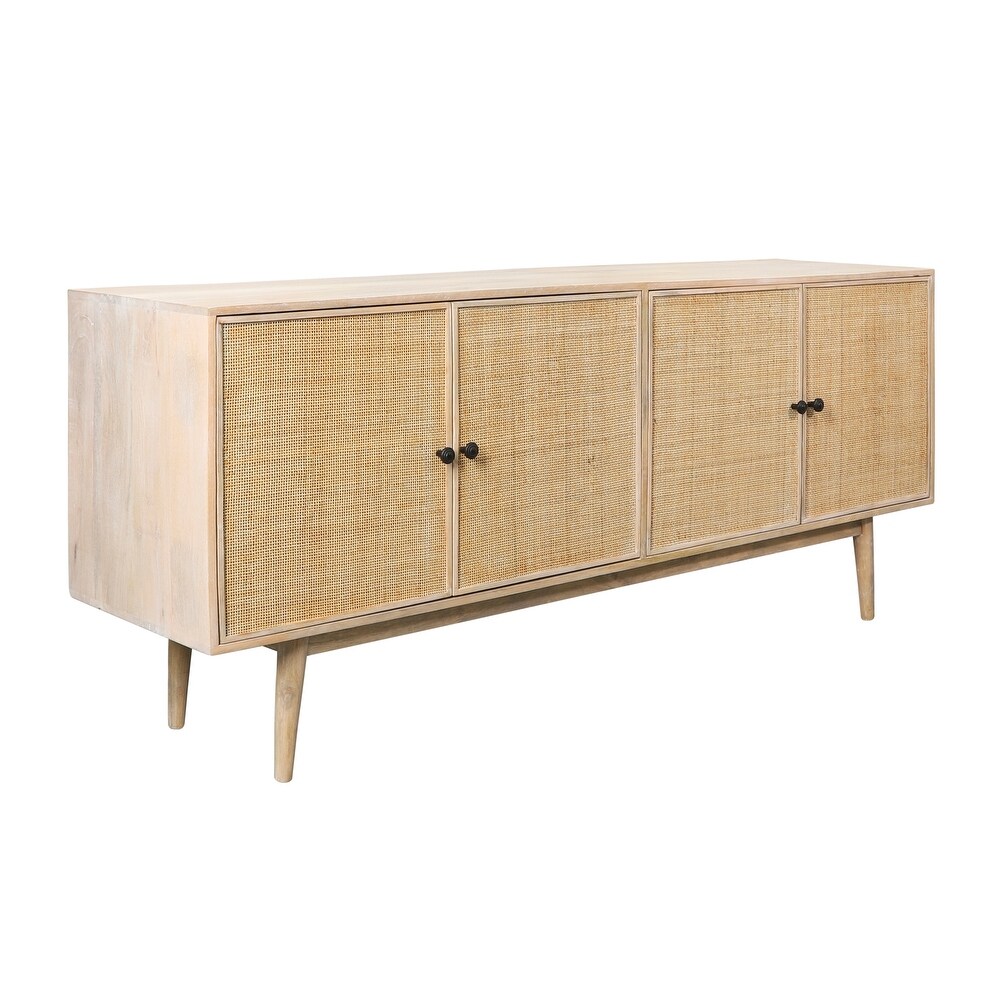 Wood  72X31 4Door Rattan Sideboard  Natural   Rectangular  31\