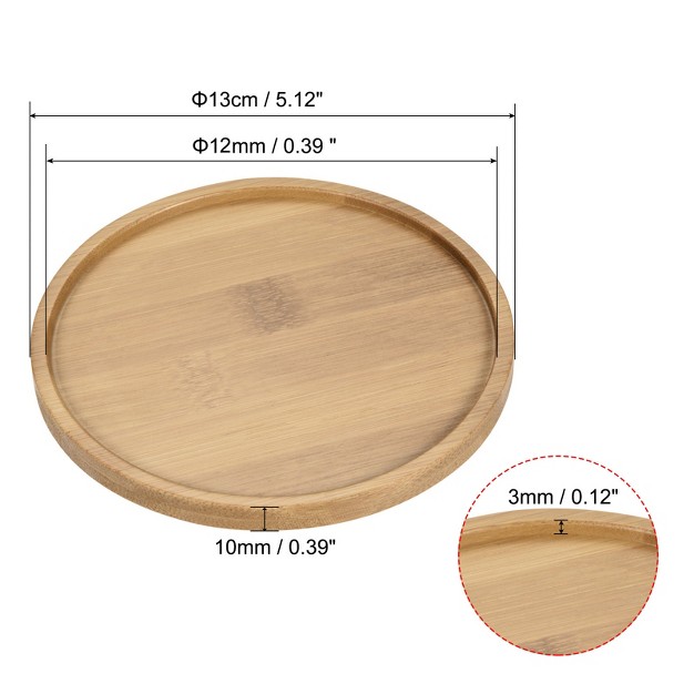 Unique Bargains Indoor Round Bamboo Planter Saucer Drip Tray Plant Drainage Trays 2 Pcs