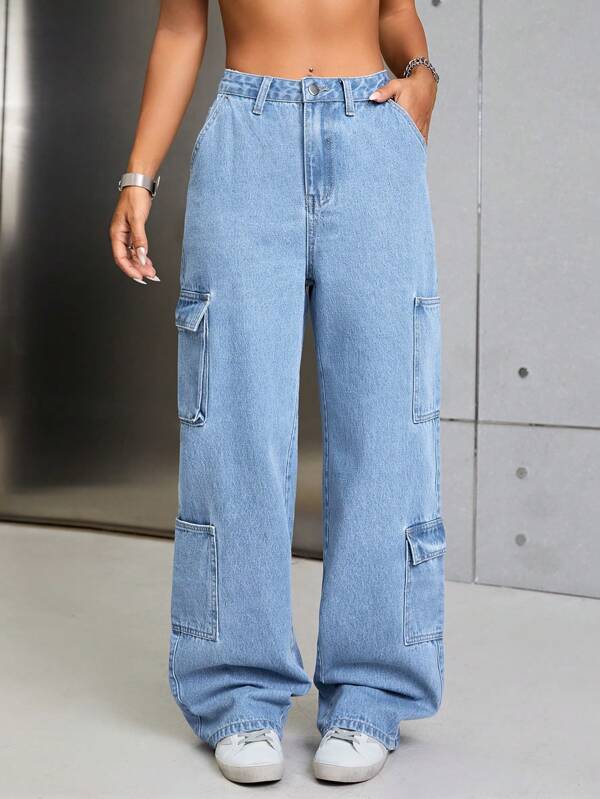 Flap Pocket Cargo Jeans