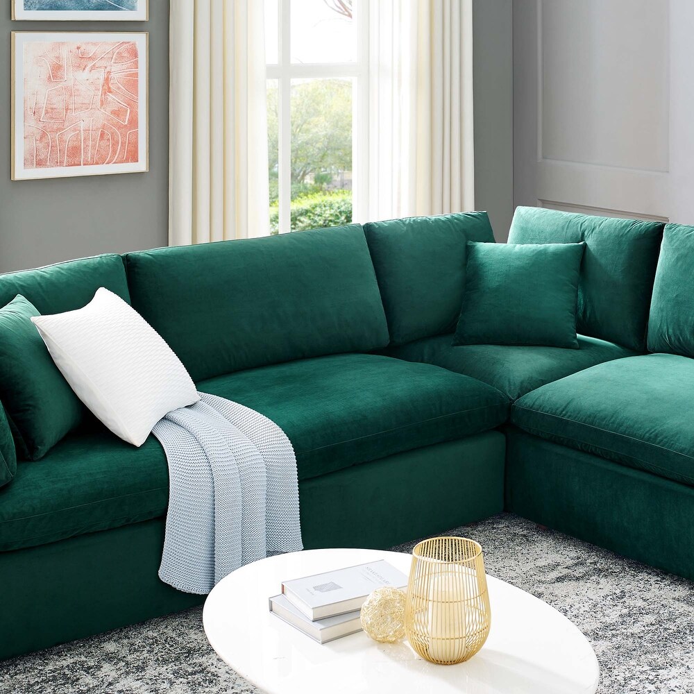 Commix Down Filled Overstuffed Velvet 8 Piece Sectional Sofa