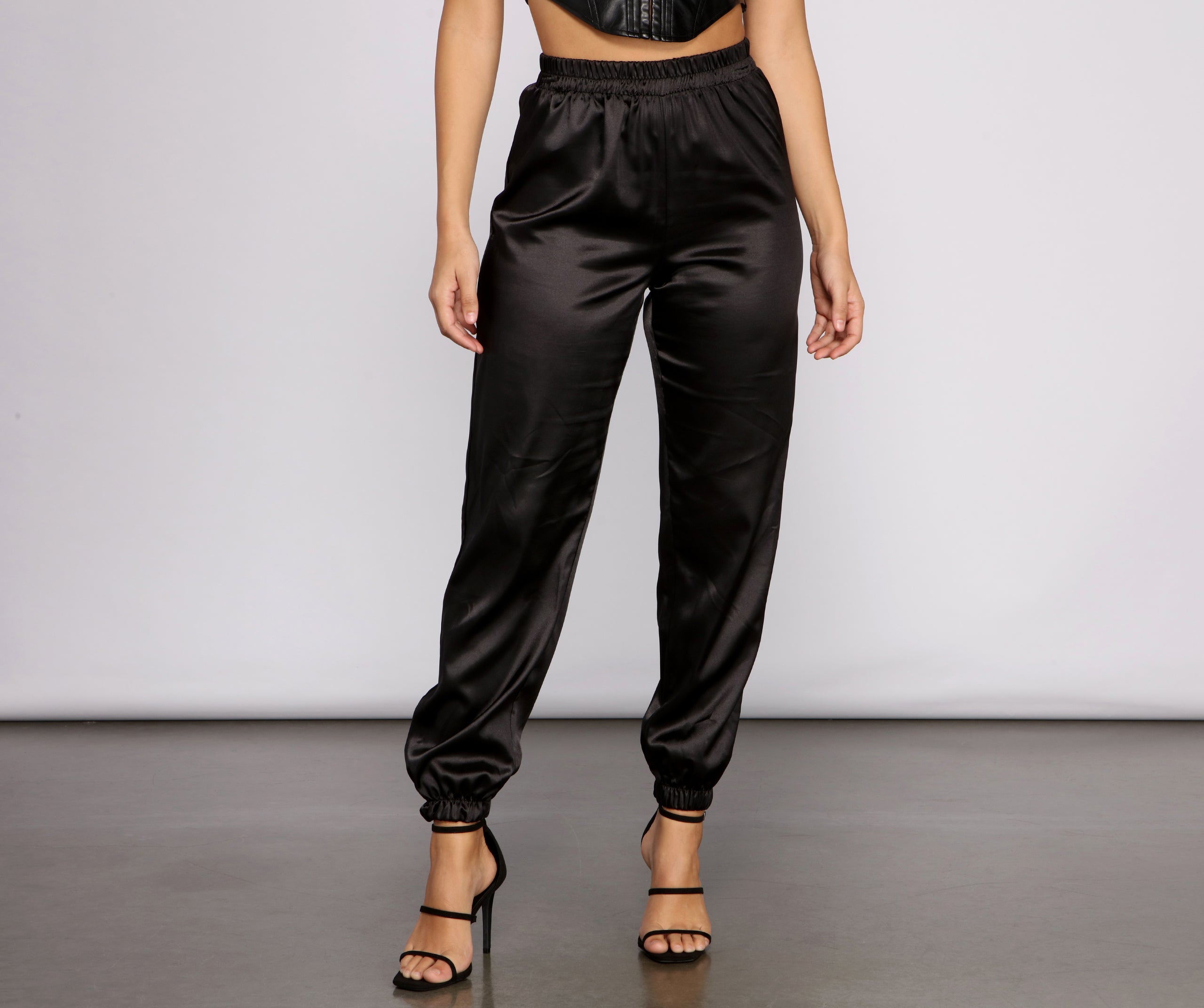 Sleek and Chic Satin Jogger Pants