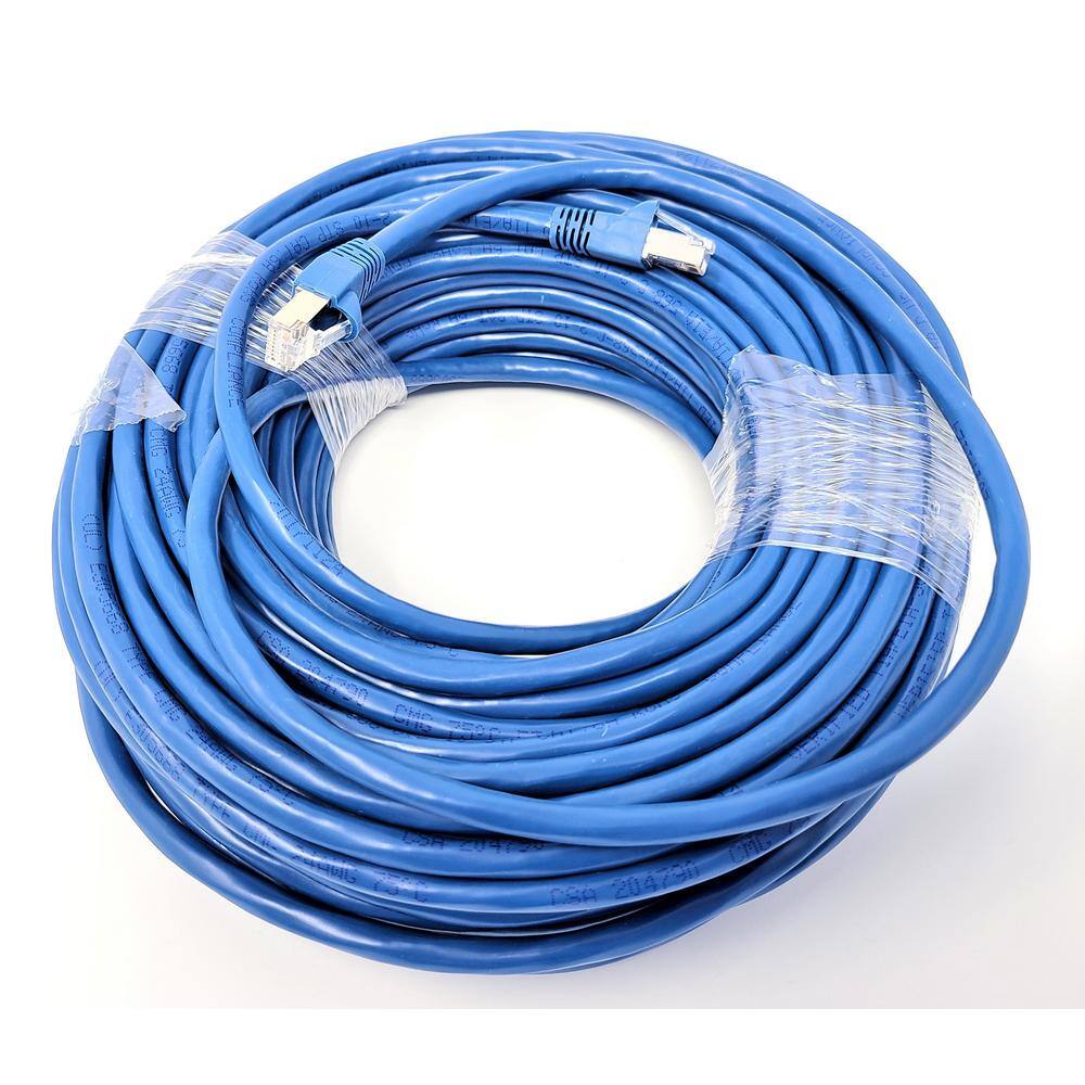 Micro Connectors Inc 50 ft. CAT 6 A 10G Shielded STP Patch Cable Blue E09-050BL-S