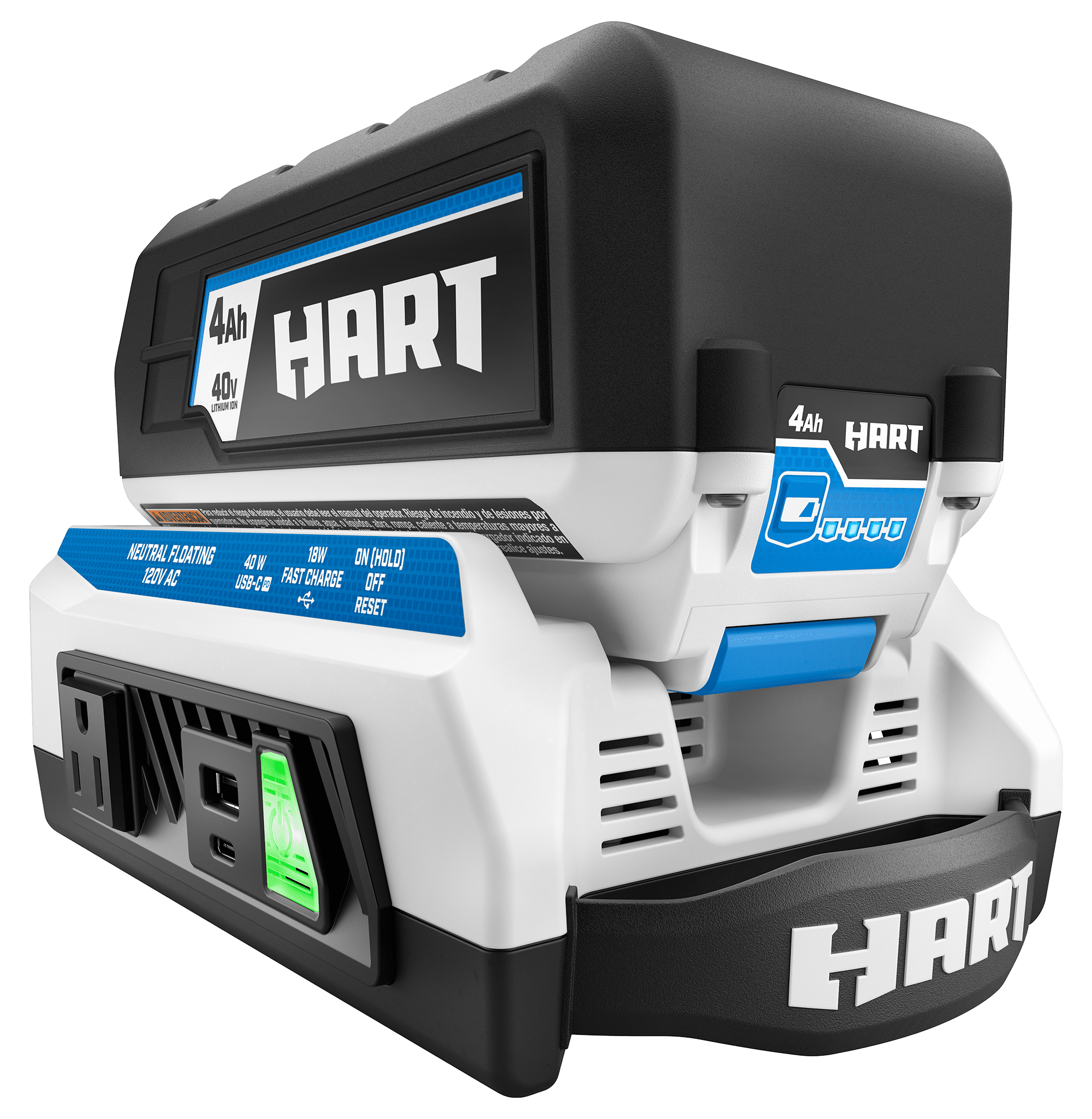 HART 40-Volt Cordless 300 Watt Battery Powered Power Source with LED Light and Easy Carry Handle (Tool Only)