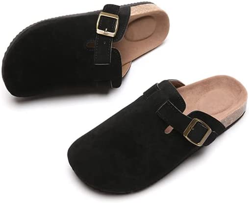 Boston Clogs for Women Suede Clog for Men Dupes Cork Mules Soft Classic Leather Shoes Anti-Slip Sole