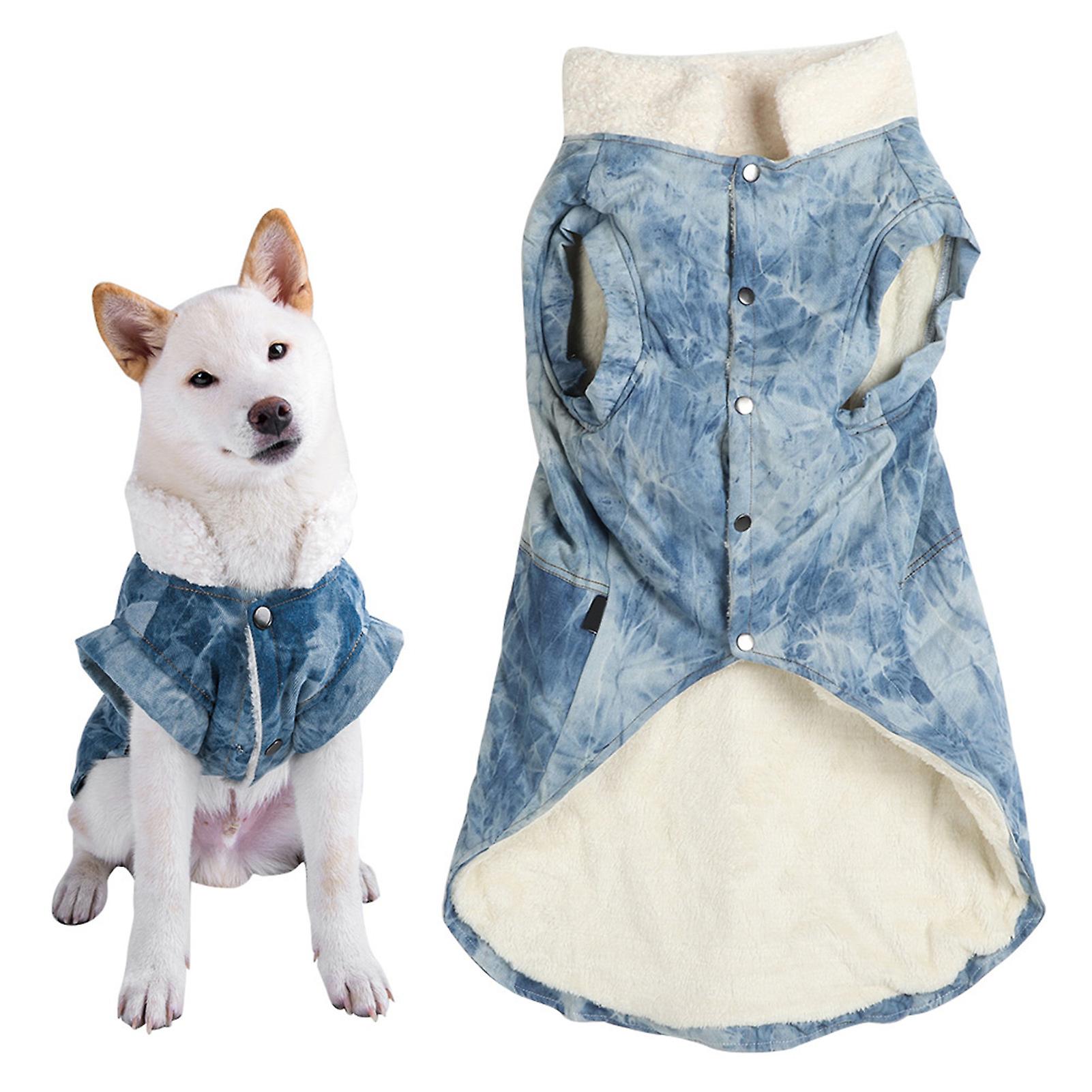 Autumn Winter Cotton Western Boy Blue Thicken Soft Comfortable Pet Clothes Warm Coat Clothing For Dogs2xl