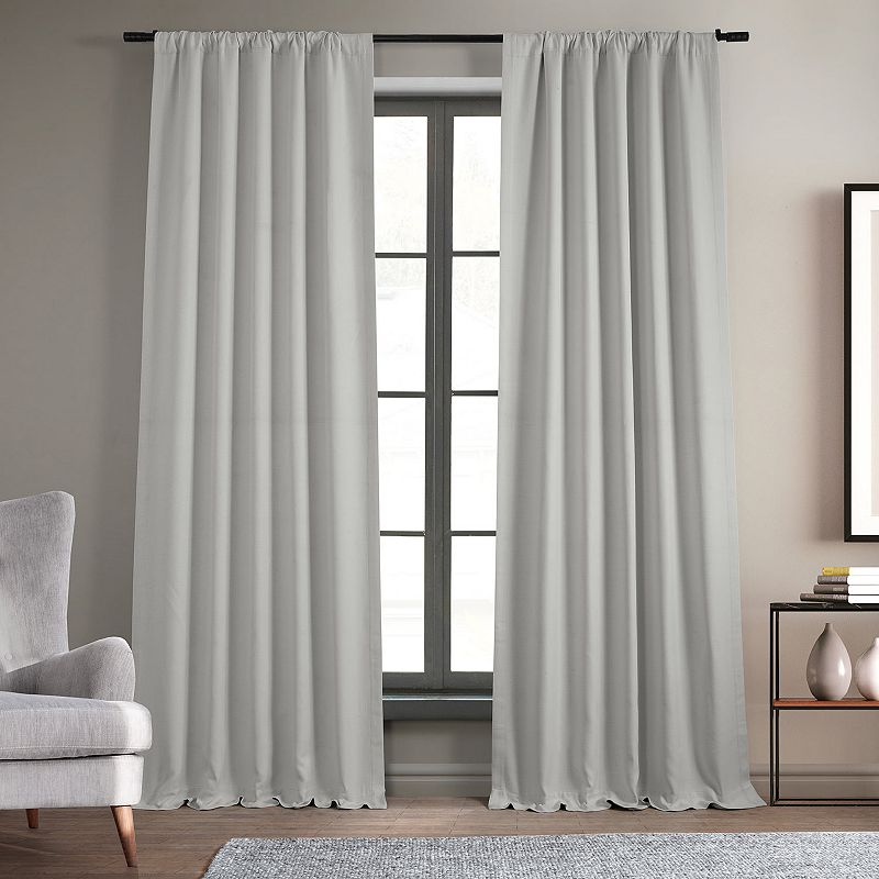 EFF 1-Panel Solid Faux-Linen Window Curtain