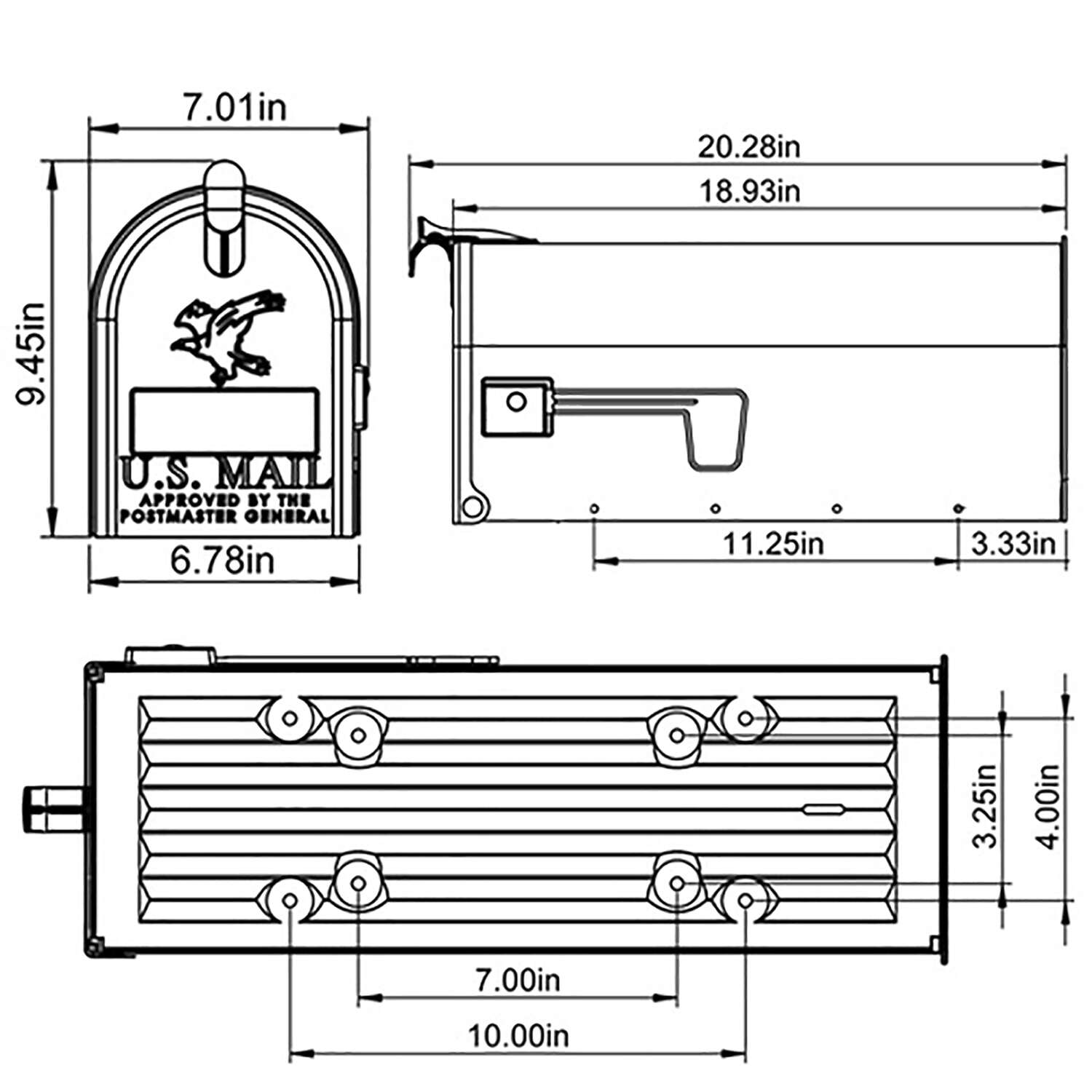 Gibraltar Mailboxes Grayson Classic Galvanized Steel Post Mount Gray Mailbox