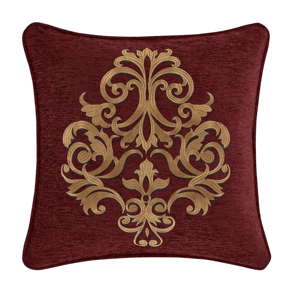 J. Queen New York Garnet 18 Inch Square Embellished Decorative Throw Pillow