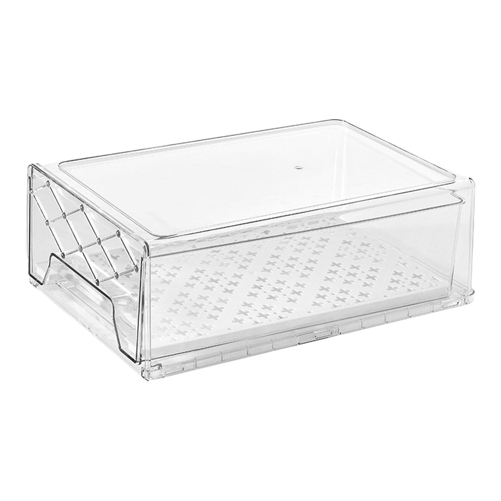 Fridge Drawers Pull Out Clear Refrigerator Organizer For Kitchen Countertops L With Drain Tray