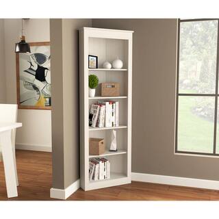 70.9 in. Washed Oak Wood 5-shelf Corner Bookcase BE-13104