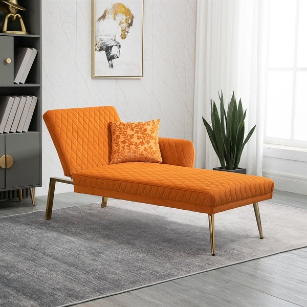 Modern Lounge Chaise Leisure Sofa Accent Chair Upholstered Couch Loveseat Sofa， Tufted Seat with Accent Pillow and Metal Legs