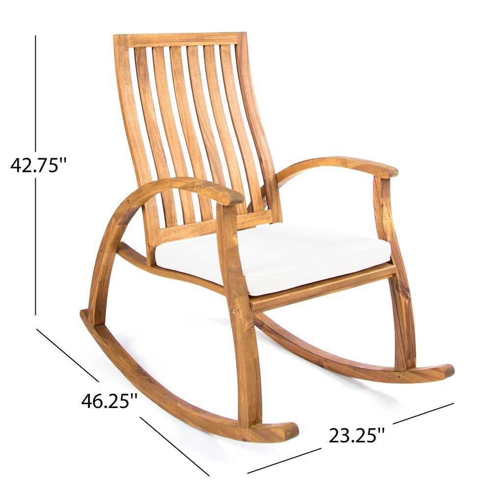 Cayo Outdoor Acacia Wood Rocking Chair with Water Resistant Cushions (Set of 2) by Christopher Knight Home