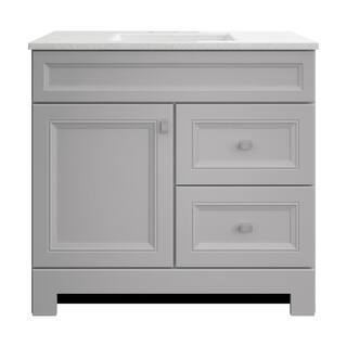 Home Decorators Collection Sedgewood 36.5 in. W x 18.8 in. D x 34.4 in. H Freestanding Bath Vanity in Dove Gray with Arctic Solid Surface Top PPLNKDVR36D