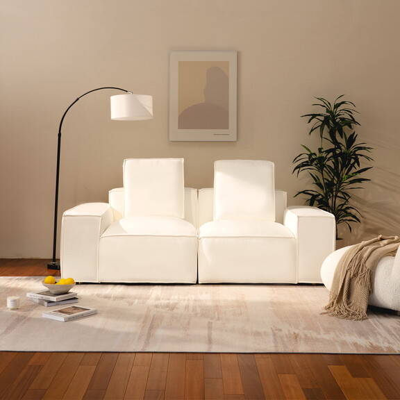 2 seater White Upholstered Sofa