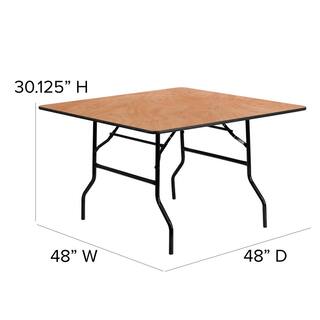 48 in. Natural Wood Tabletop Metal Frame Folding Table CGA-YT-8989-NA-HD