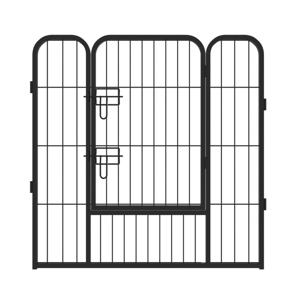 Amucolo 8-Panels Black Large Indoor Metal Folded Puppy Dog Run Fence/Iron Pet Dog Playpen JUW-CYW2-8333