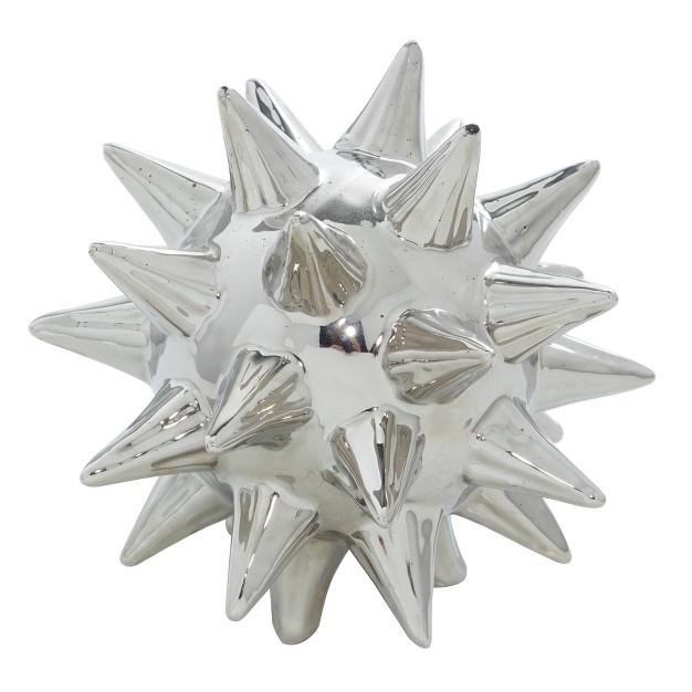 Set Of 3 Modern Ceramic Spiked Star Figurine Silver Olivia amp May