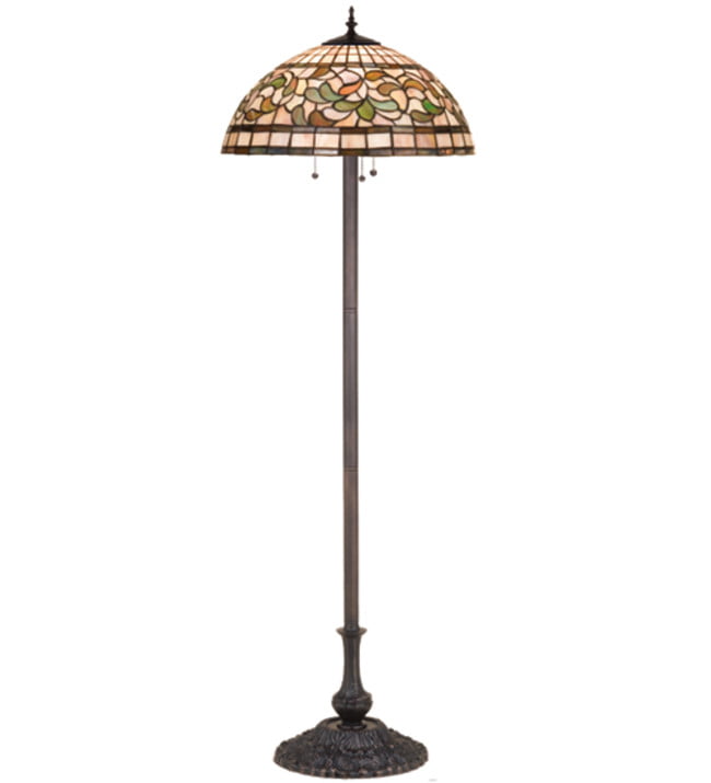 Meyda Tiffany 17534 Stained Glass / Tiffany Three Light Floor Lamp - MultiColor