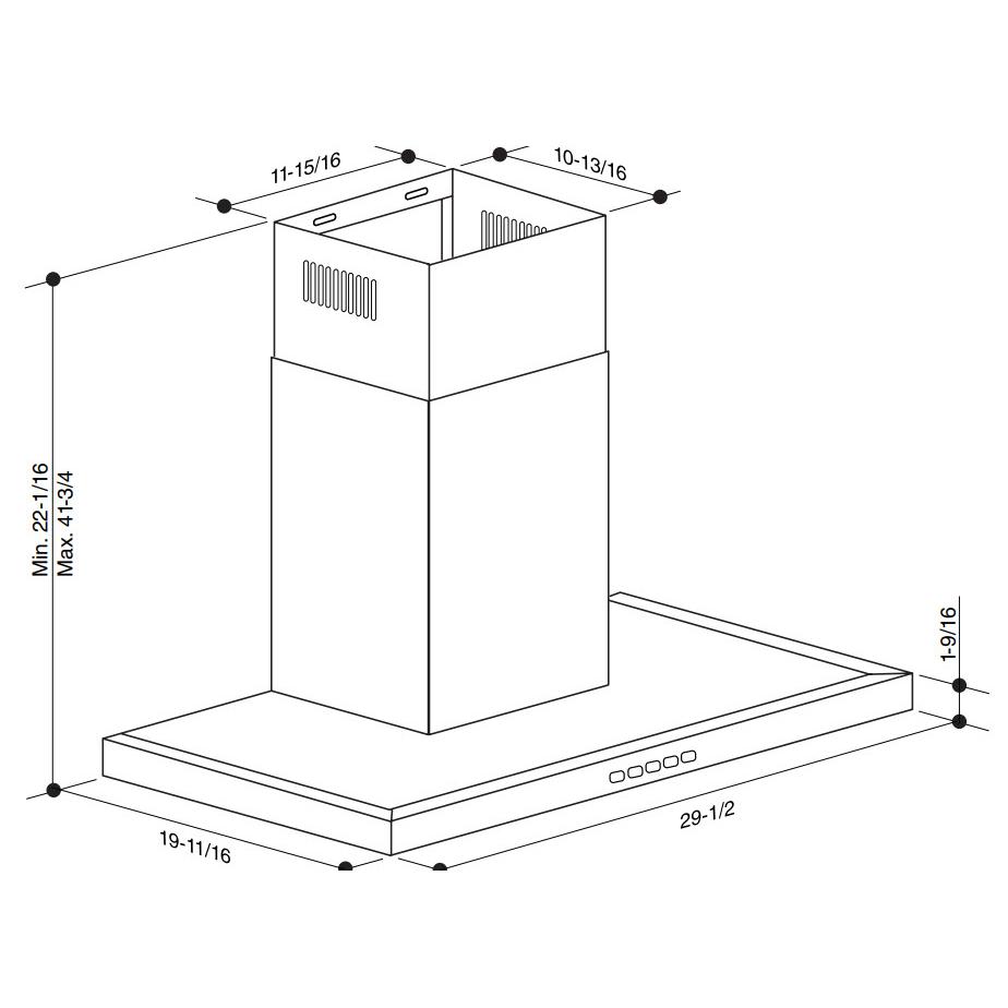 Broan 30-inch Designer Collection BWT1 Series Wall Mount Range Hood BWT1304SSB