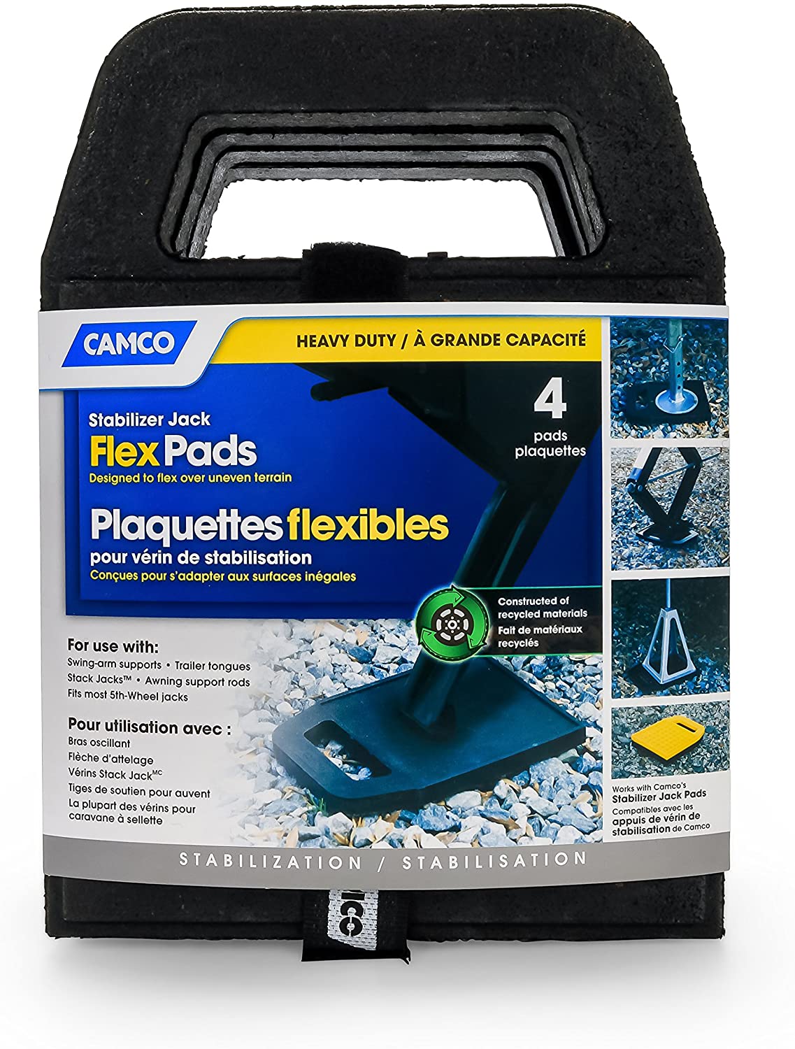 Camco Stabilizer Jack Flex Pads - UV Resistant and Weatherproof - 4 Pack (44591) ， Black