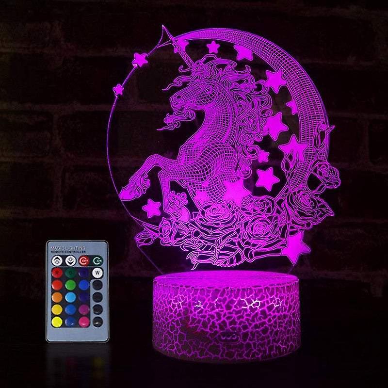 Night Lights Projectors 3D Colour Changing Led Unicorn With Remote Control