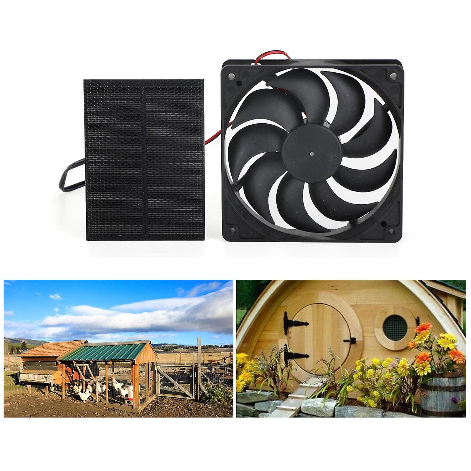 Solar Powered Car Exhaust Fan Set， Chicken House And Dog House Heat Dissipation And Exhaust Fan (12 * 12 * 2.5cm)