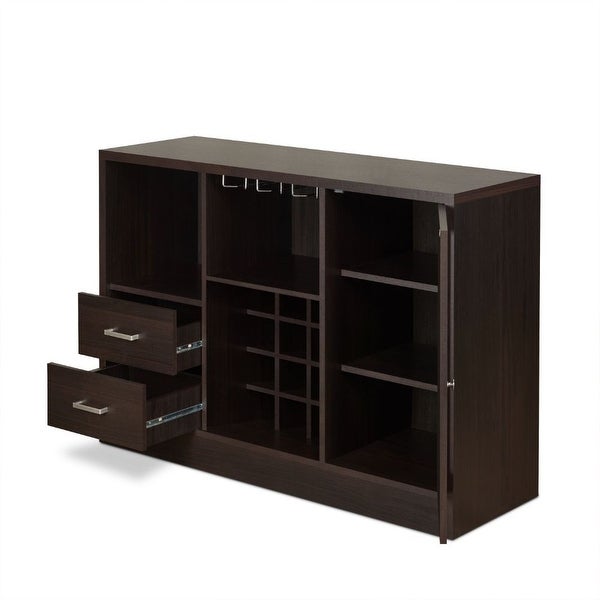 Wood Server Buffet with Storage and Wine Rack in Espresso