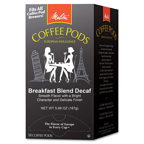 Melitta Coffee Pods， Breakfast Blend Decaf， 18 Pods/Box (75413)