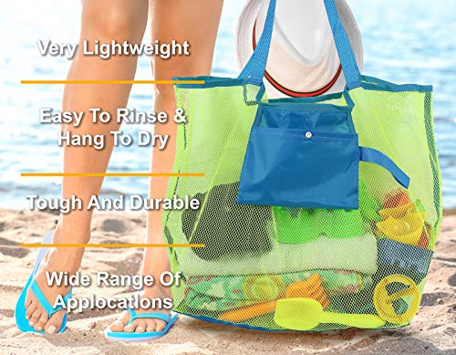 Click N’ Play Colorful Lightweight Mesh Beach Bag with High Capacity for Multipurpose Storage of Toys Food and Towel