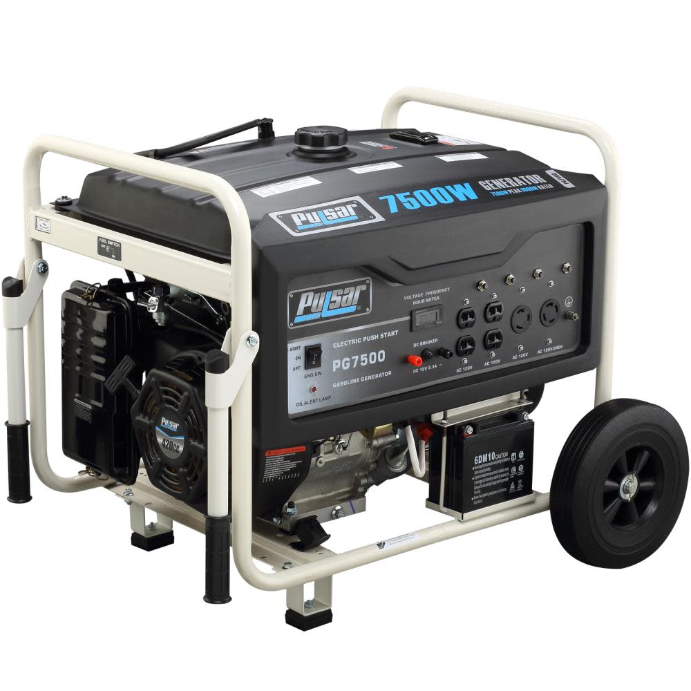 PG7500 7500W Peak 6000W Rated Portable Gas-Powered Generator with Electric Start ;