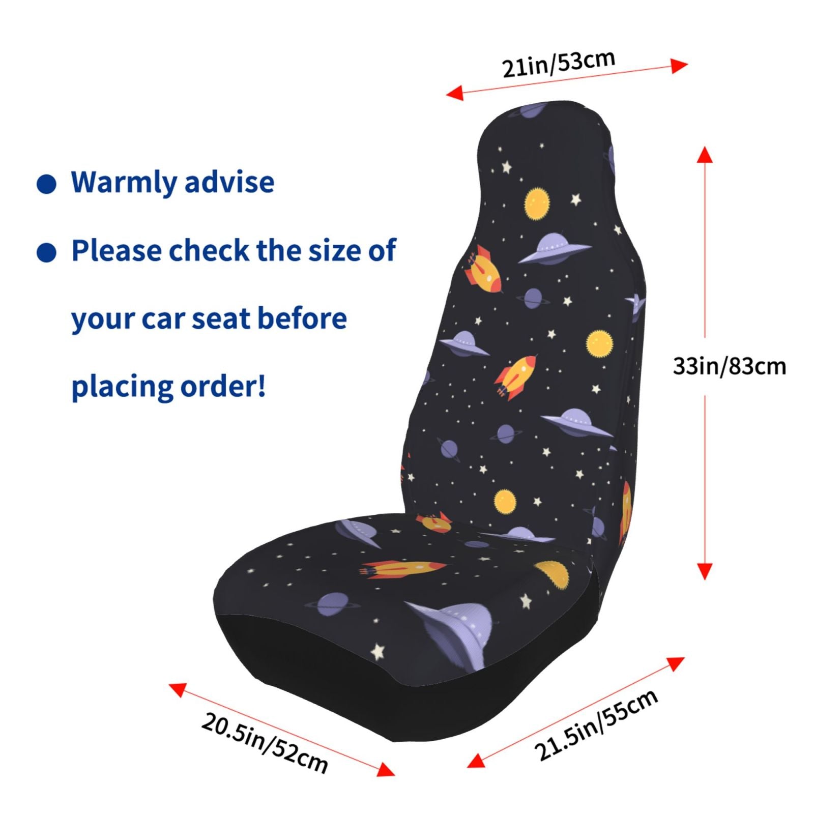 TEQUAN Front Seat Covers， Ufos Planets Stars Pattern 2 Piece Car Seat Cover Fit Most Car SUV Truck Van